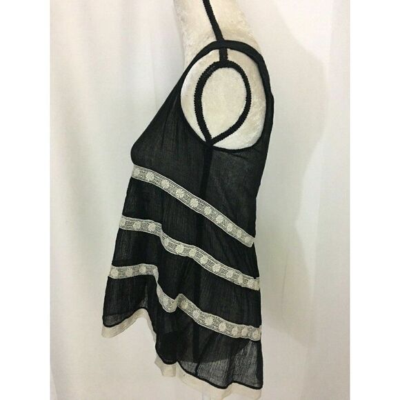 Love Sam Anthropologie Black White Sheer V Neck Button Down Tank Top Xs - Picture 3 of 8